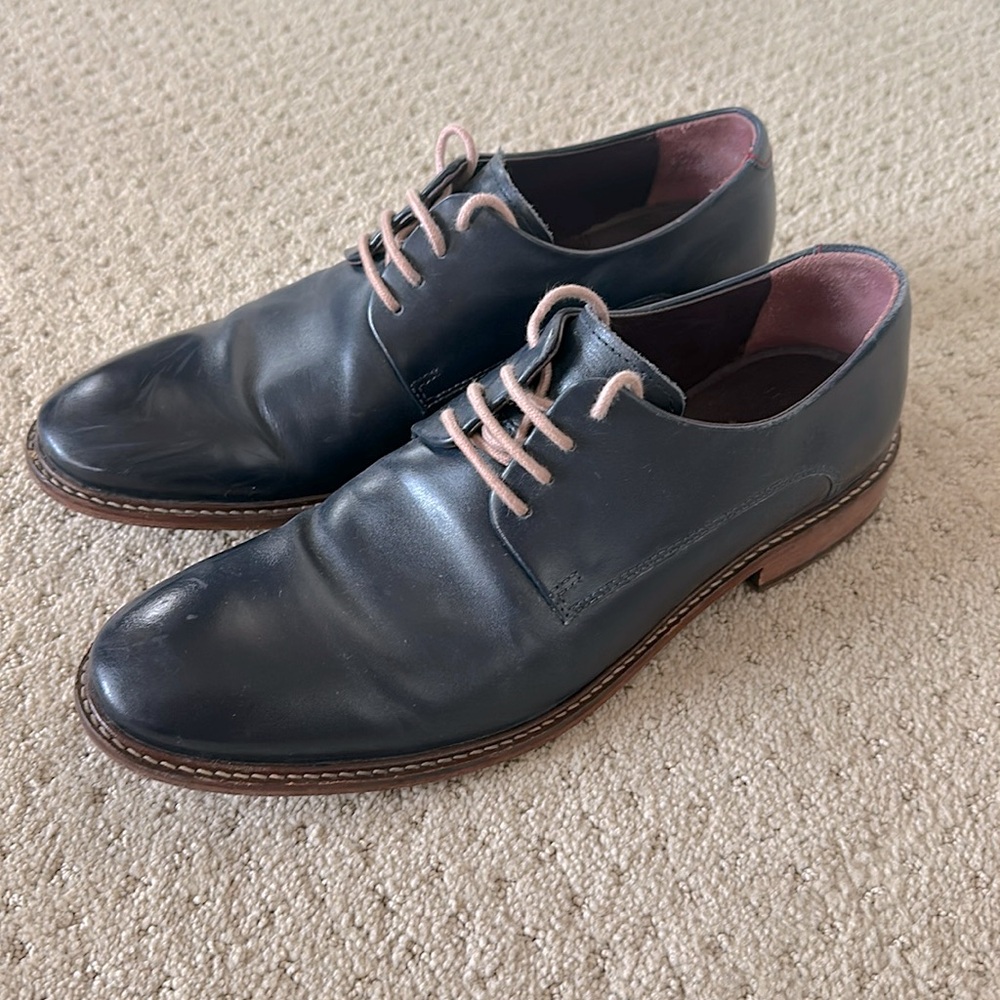 Ted Baker Men's Dress Shoes Irron 2 Classic Leather Derby Shoes Dark Blue Size 9